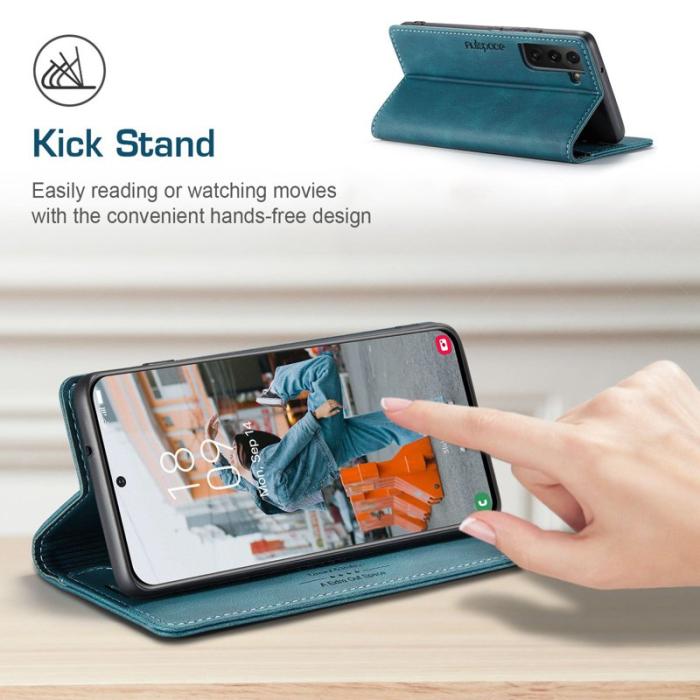 AUTSPACE - AUTSPACE A01 för Samsung Galaxy S22 5G Fodral PU Läder - Blå