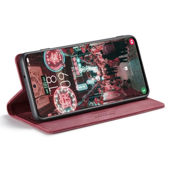 AUTSPACE - AUTSPACE A01 för Samsung Galaxy S22 5G Fodral PU Läder - Röd