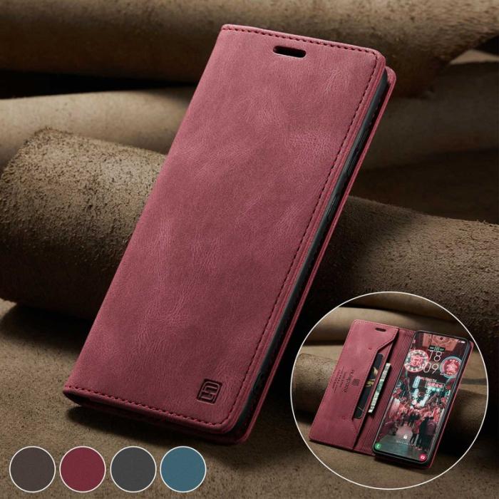 AUTSPACE - AUTSPACE A01 för Samsung Galaxy S22 5G Fodral PU Läder - Röd