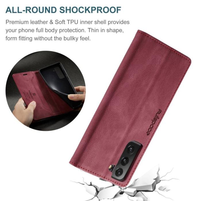 AUTSPACE - AUTSPACE A01 för Samsung Galaxy S22 5G Fodral PU Läder - Röd