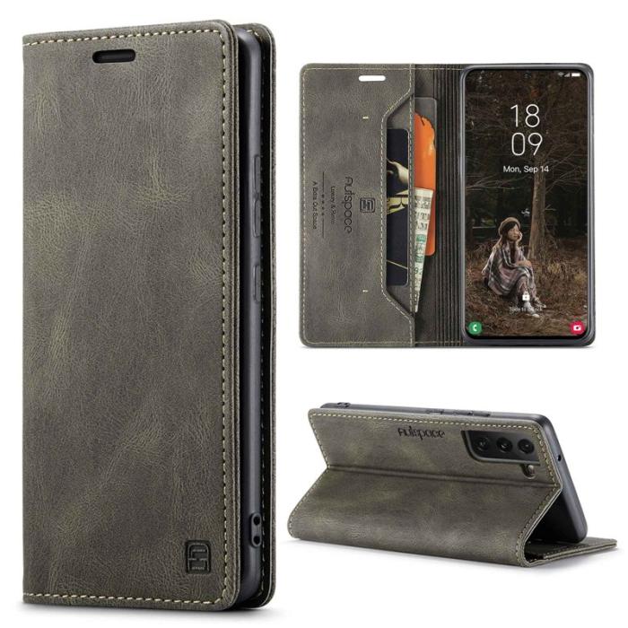 AUTSPACE - AUTSPACE A01 för Samsung Galaxy S22+ Fodral PU Läder - Kaffe