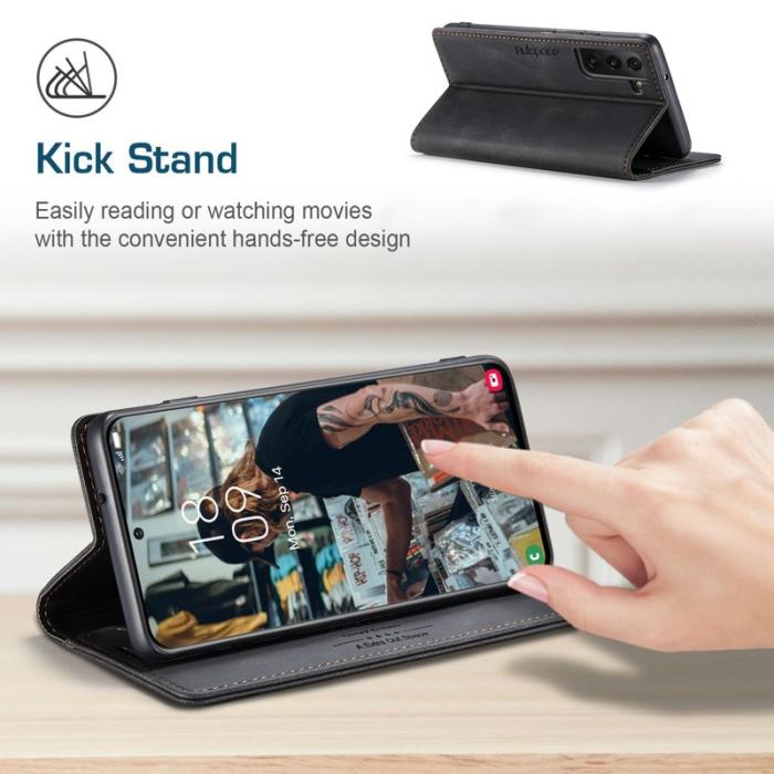 AUTSPACE - AUTSPACE A01 för Samsung Galaxy S22+ Fodral PU Läder - Svart