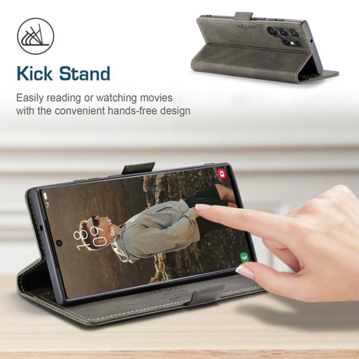 AUTSPACE - AUTSPACE A01 för Samsung Galaxy S22 Ultra Fodral PU Läder - Kaffe