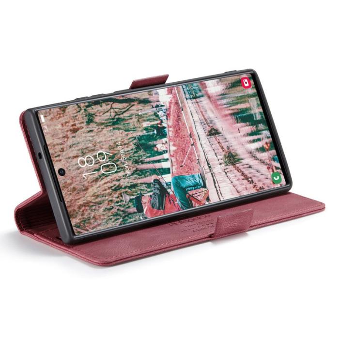 AUTSPACE - AUTSPACE A01 för Samsung Galaxy S22 Ultra Fodral PU Läder - Röd