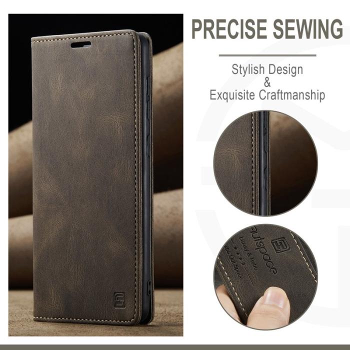 AUTSPACE - AUTSPACE A01 för Samsung Galaxy S23 Fodral Äkta läder - Kaffe