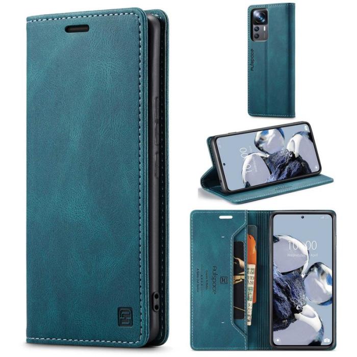 AUTSPACE - AUTSPACE A01 för Xiaomi 12T 5G fodral - Äkta läder - Blå