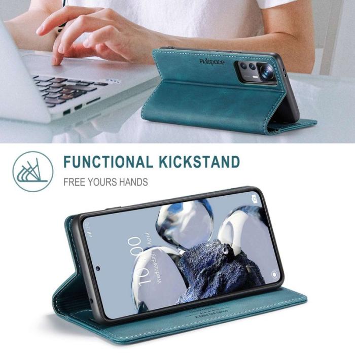 AUTSPACE - AUTSPACE A01 för Xiaomi 12T 5G fodral - Äkta läder - Blå