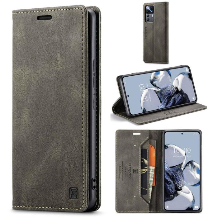 AUTSPACE - AUTSPACE A01 för Xiaomi 12T 5G Fodral - Äkta läder - Kaffe