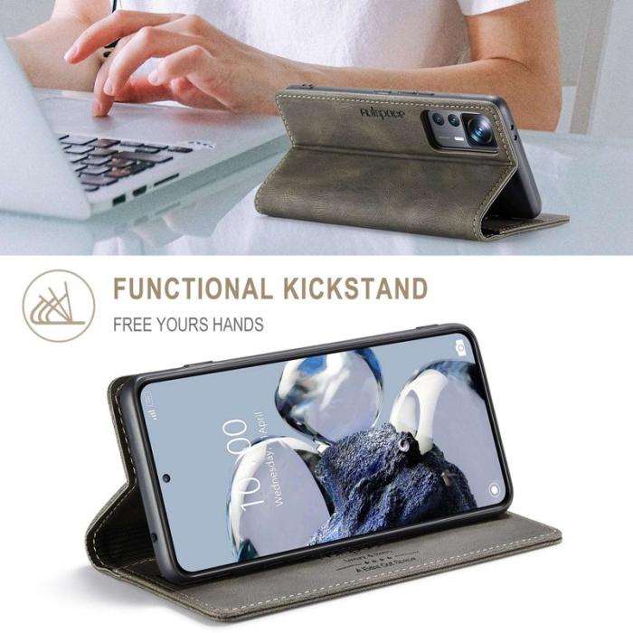 AUTSPACE - AUTSPACE A01 för Xiaomi 12T 5G Fodral - Äkta läder - Kaffe