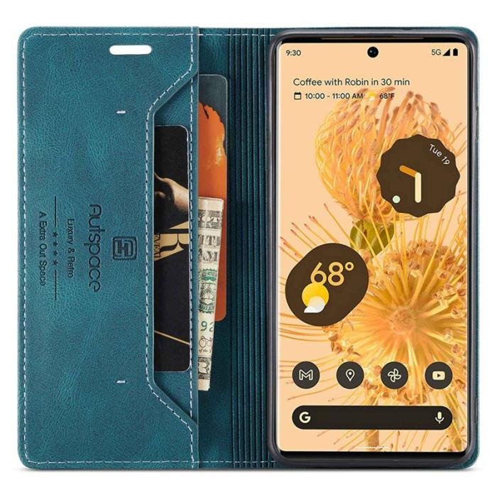 AUTSPACE - AUTSPACE A01 Fodral för Google Pixel 6 Pro PU Läder - Blå