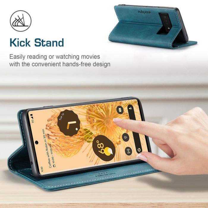 AUTSPACE - AUTSPACE A01 Fodral för Google Pixel 6 Pro PU Läder - Blå