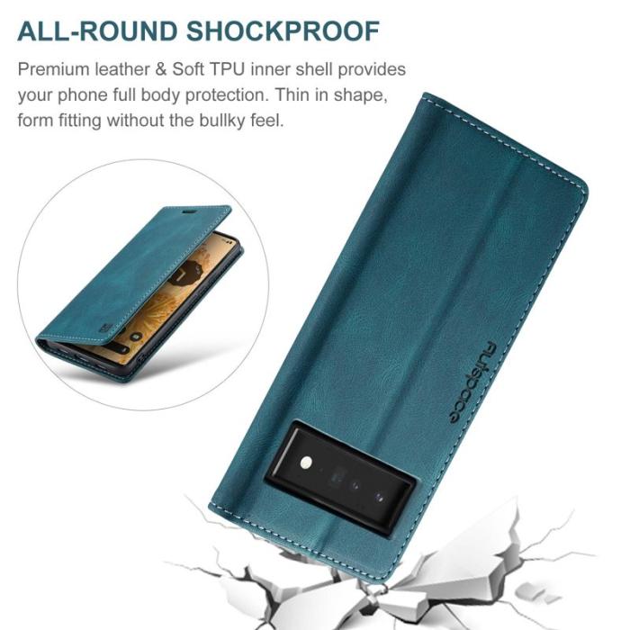 AUTSPACE - AUTSPACE A01 Fodral för Google Pixel 6 Pro PU Läder - Blå