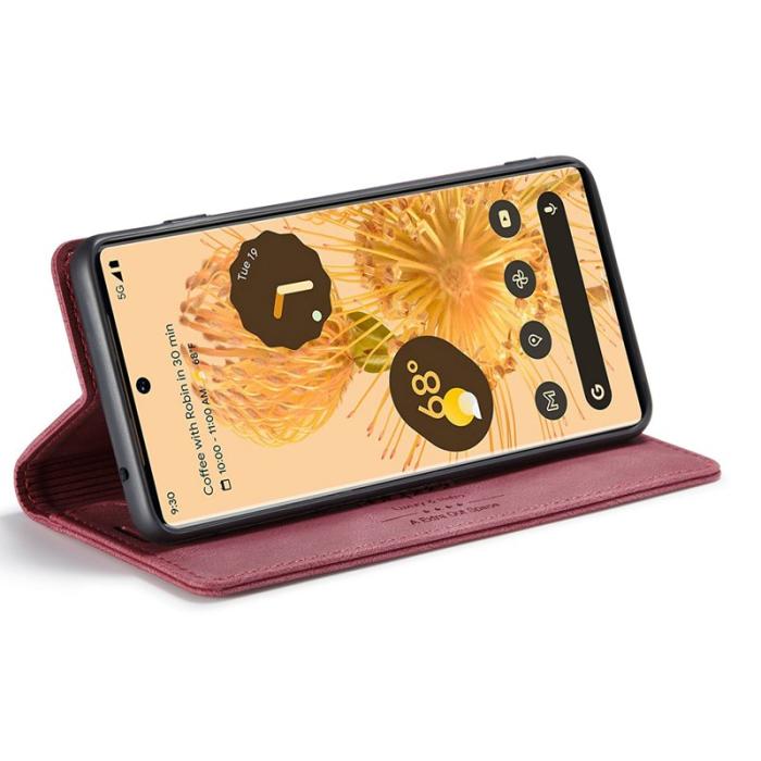 AUTSPACE - AUTSPACE A01 Fodral för Google Pixel 6 Pro PU Läder - Röd