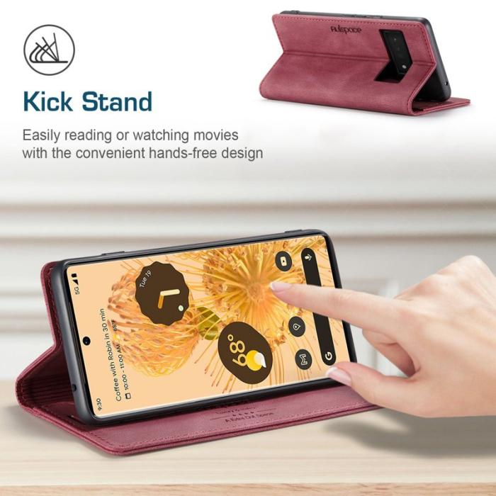 AUTSPACE - AUTSPACE A01 Fodral för Google Pixel 6 Pro PU Läder - Röd