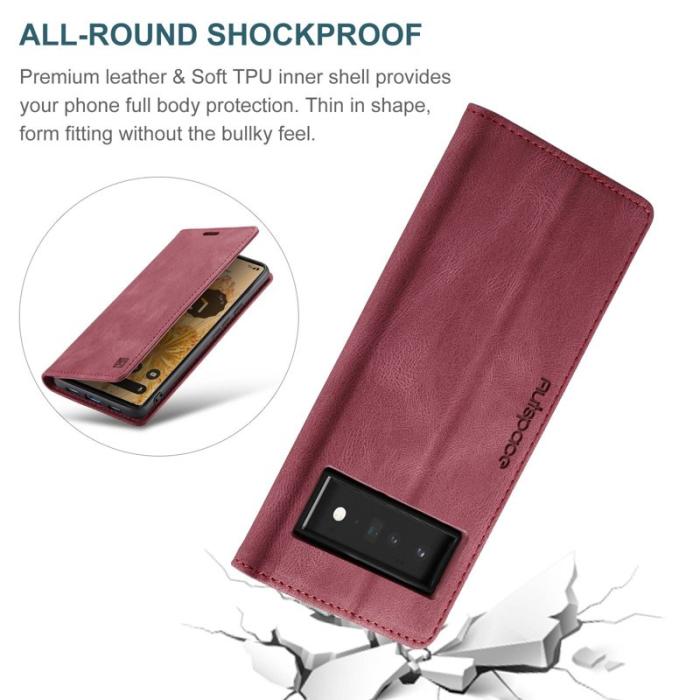 AUTSPACE - AUTSPACE A01 Fodral för Google Pixel 6 Pro PU Läder - Röd