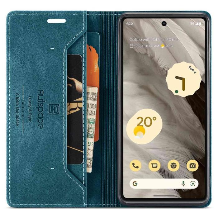 AUTSPACE - AUTSPACE A01 Fodral för Google Pixel 7 5G - PU Läder - Blå