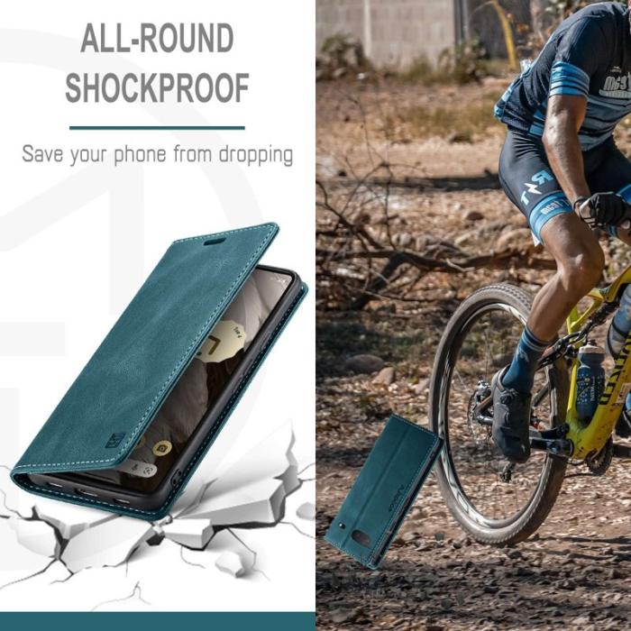 AUTSPACE - AUTSPACE A01 Fodral för Google Pixel 7 5G - PU Läder - Blå