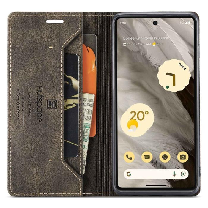 AUTSPACE - AUTSPACE A01 Fodral för Google Pixel 7 5G - PU Läder - Kaffe