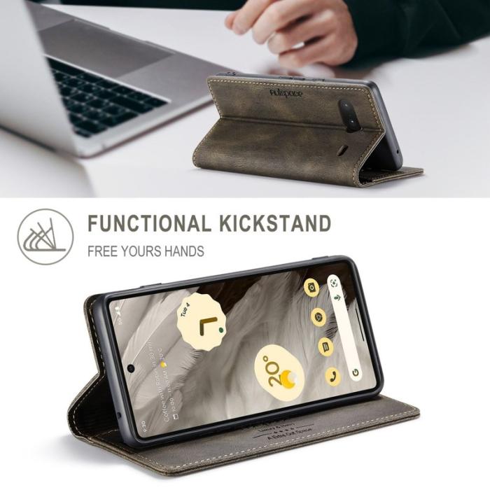 AUTSPACE - AUTSPACE A01 Fodral för Google Pixel 7 5G - PU Läder - Kaffe