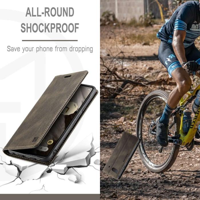 AUTSPACE - AUTSPACE A01 Fodral för Google Pixel 7 5G - PU Läder - Kaffe