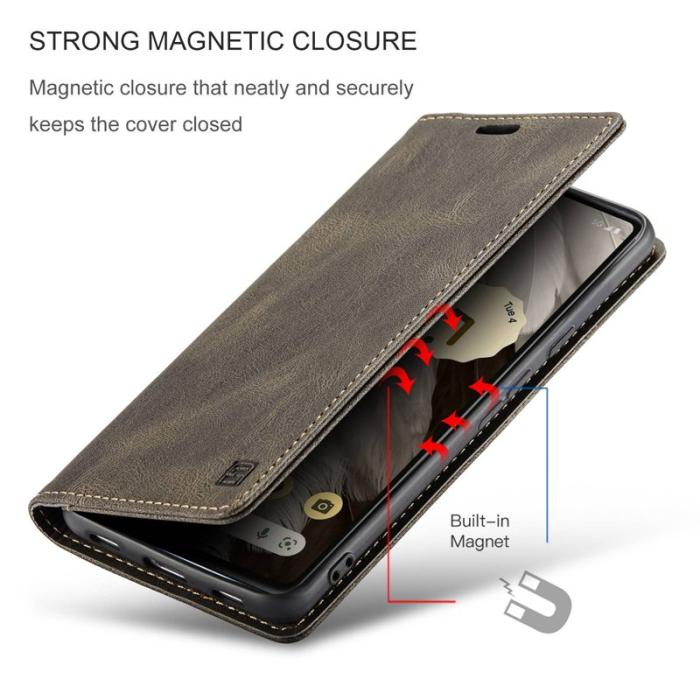 AUTSPACE - AUTSPACE A01 Fodral för Google Pixel 7 5G - PU Läder - Kaffe