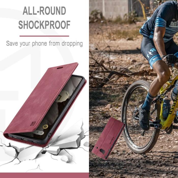 AUTSPACE - AUTSPACE A01 Fodral för Google Pixel 7 5G - PU Läder - Röd