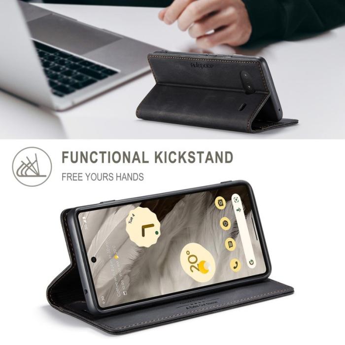 AUTSPACE - AUTSPACE A01 Fodral för Google Pixel 7 5G - PU Läder - Svart