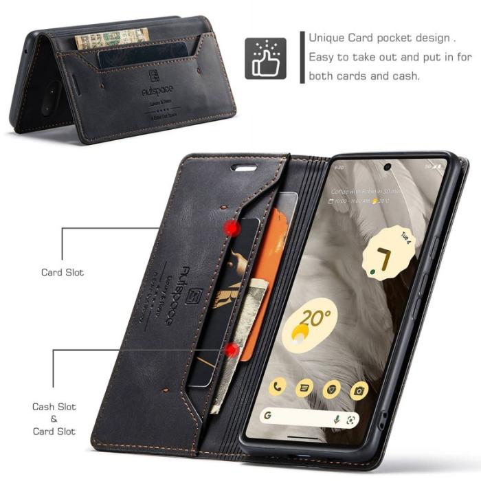 AUTSPACE - AUTSPACE A01 Fodral för Google Pixel 7 5G - PU Läder - Svart