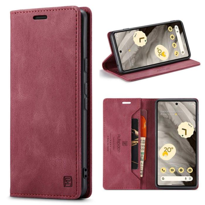 AUTSPACE - AUTSPACE A01 Fodral för Google Pixel 7 Pro - Retro Matte PU Läder - Röd