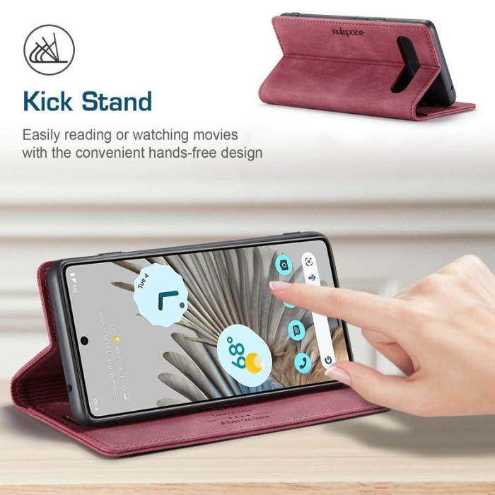 AUTSPACE - AUTSPACE A01 Fodral för Google Pixel 7 Pro - Retro Matte PU Läder - Röd