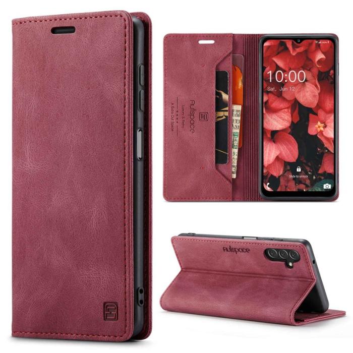 AUTSPACE - AUTSPACE A01 Fodral för Samsung Galaxy A13 5G - PU Läder - Röd