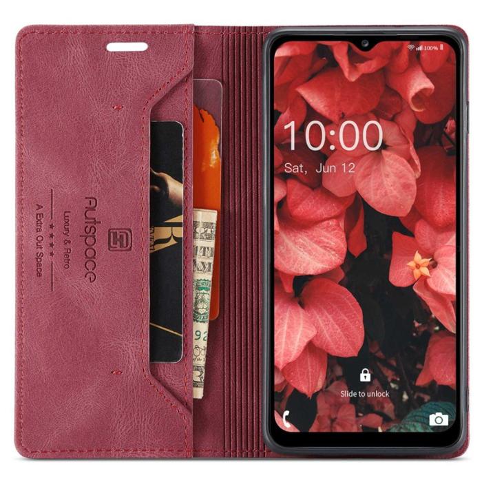 AUTSPACE - AUTSPACE A01 Fodral för Samsung Galaxy A13 5G - PU Läder - Röd