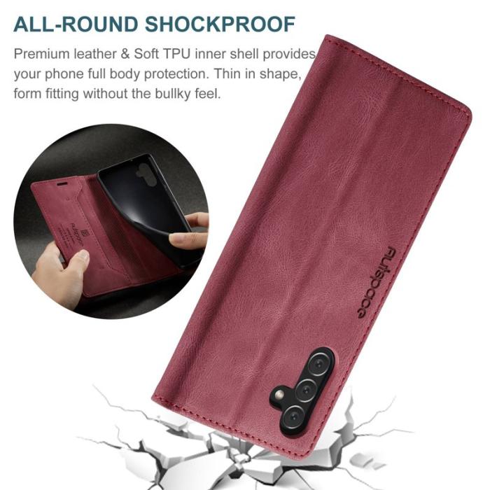 AUTSPACE - AUTSPACE A01 Fodral för Samsung Galaxy A13 5G - PU Läder - Röd