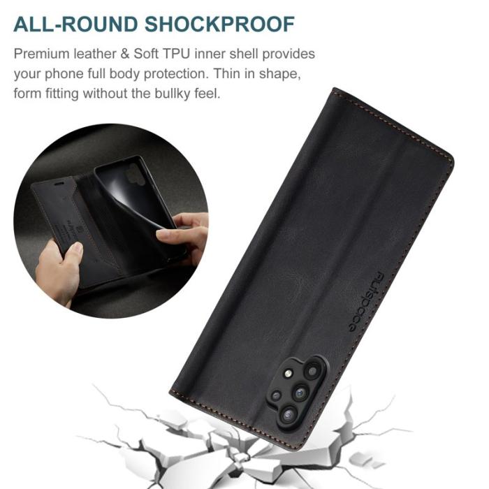 AUTSPACE - AUTSPACE A01 Fodral för Samsung Galaxy A32 5G - PU Läder - Svart