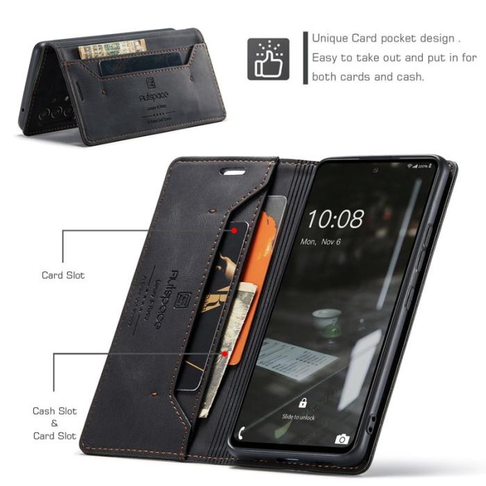 AUTSPACE - AUTSPACE A01 Fodral för Samsung Galaxy A53 5G - PU Läder - Svart