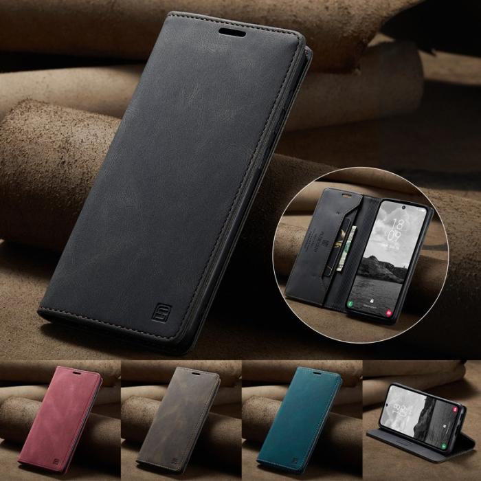 AUTSPACE - AUTSPACE A01 Fodral för Samsung Galaxy A55 5G - Äkta läder - Svart