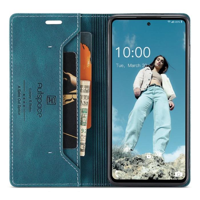 AUTSPACE - AUTSPACE A01 Fodral för Samsung Galaxy A72 PU Läder - Blå