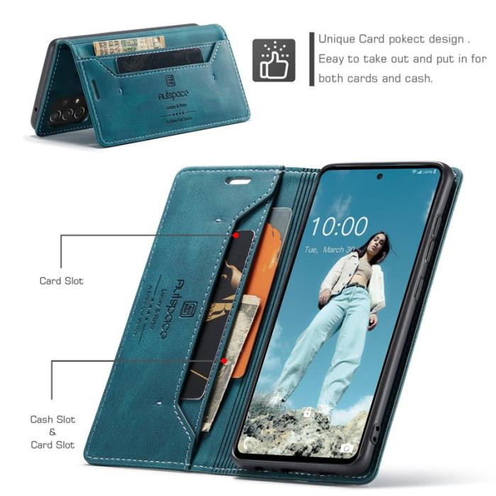 AUTSPACE - AUTSPACE A01 Fodral för Samsung Galaxy A72 PU Läder - Blå