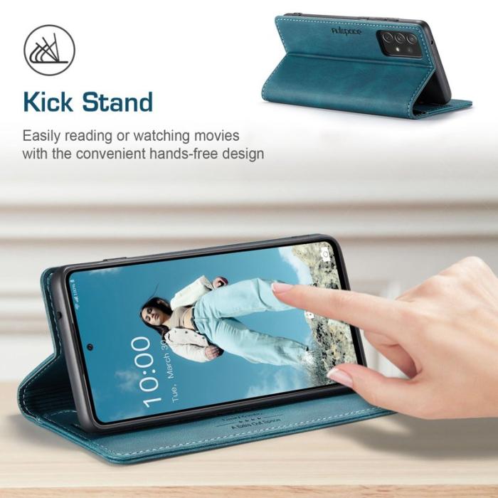 AUTSPACE - AUTSPACE A01 Fodral för Samsung Galaxy A72 PU Läder - Blå