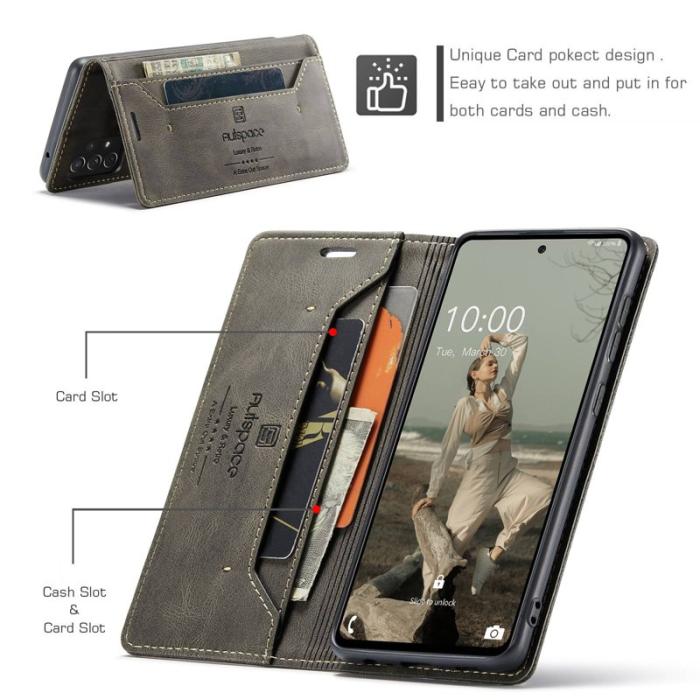 AUTSPACE - AUTSPACE A01 Fodral för Samsung Galaxy A72 PU Läder - Kaffe