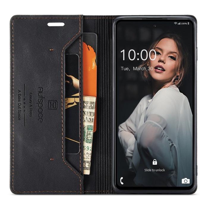AUTSPACE - AUTSPACE A01 Fodral för Samsung Galaxy A72 PU Läder - Svart