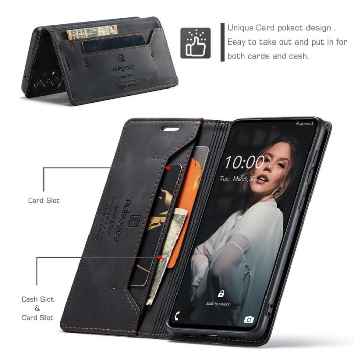 AUTSPACE - AUTSPACE A01 Fodral för Samsung Galaxy A72 PU Läder - Svart