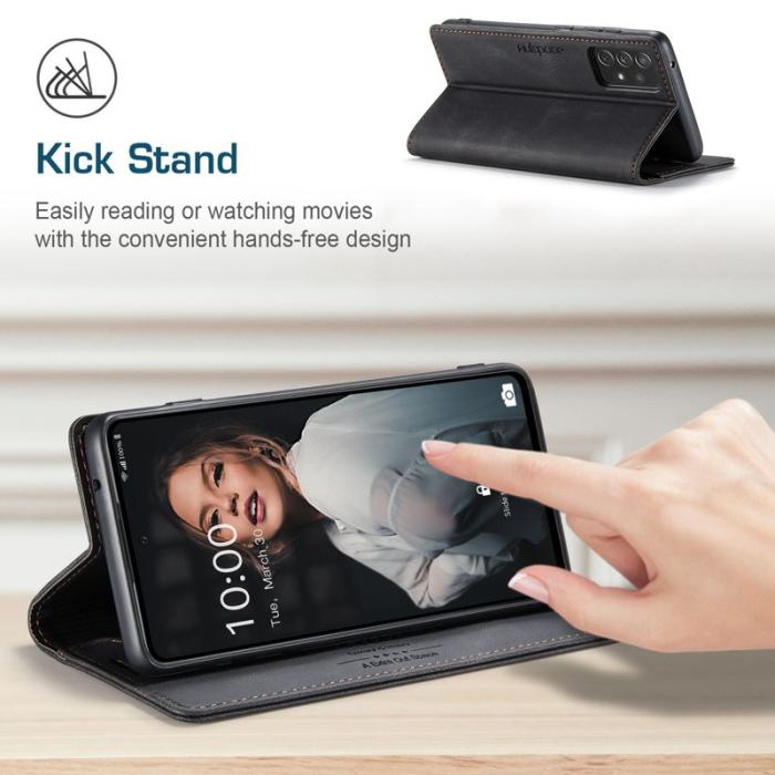 AUTSPACE - AUTSPACE A01 Fodral för Samsung Galaxy A72 PU Läder - Svart