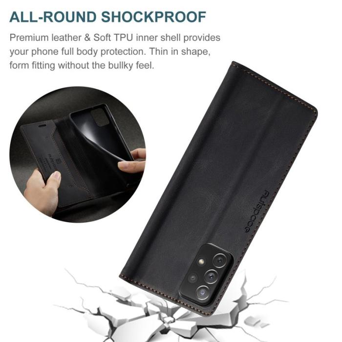 AUTSPACE - AUTSPACE A01 Fodral för Samsung Galaxy A72 PU Läder - Svart