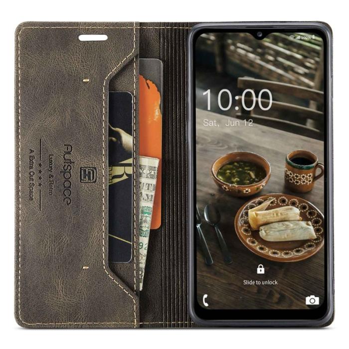 AUTSPACE - AUTSPACE A01 Fodral för Samsung Galaxy M53 5G - Konstläder - Kaffe