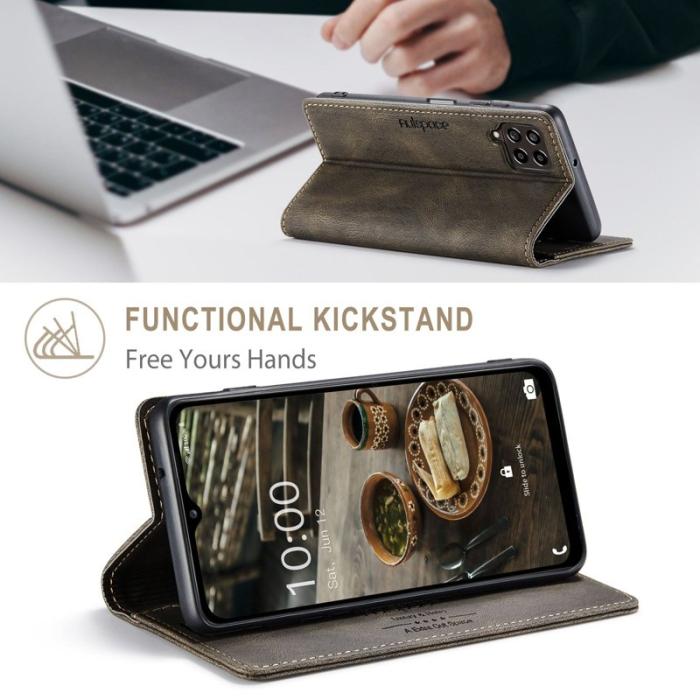 AUTSPACE - AUTSPACE A01 Fodral för Samsung Galaxy M53 5G - Konstläder - Kaffe