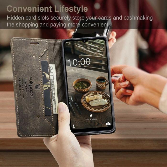 AUTSPACE - AUTSPACE A01 Fodral för Samsung Galaxy M53 5G - Konstläder - Kaffe