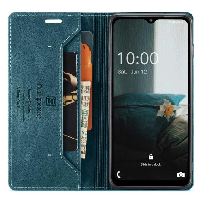 AUTSPACE - AUTSPACE A01 Fodral för Samsung Galaxy M53 5G - Matte PU Läder - Blå