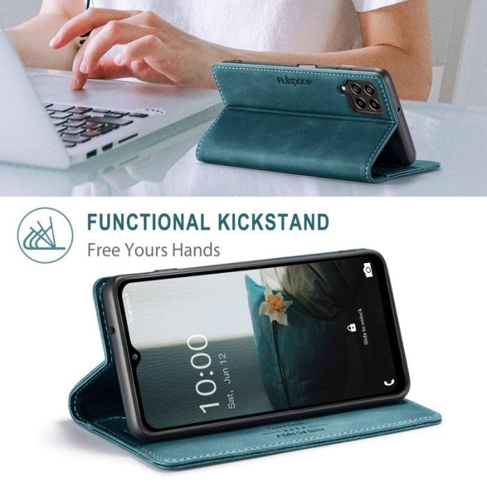 AUTSPACE - AUTSPACE A01 Fodral för Samsung Galaxy M53 5G - Matte PU Läder - Blå