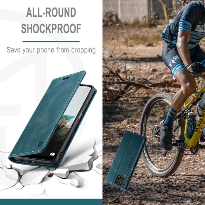 AUTSPACE - AUTSPACE A01 Fodral för Samsung Galaxy M53 5G - Matte PU Läder - Blå